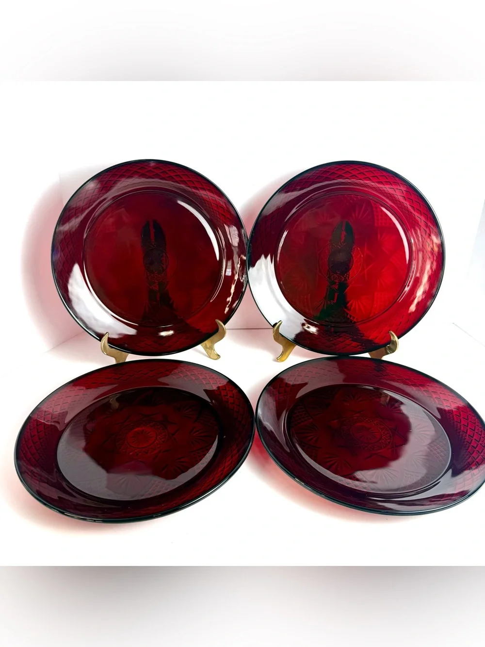 4 VTG Luminarc Cristal D'Arques Durand Ruby Red Glass 10